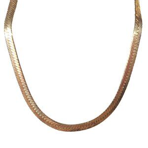 Gold Tone Herringbone Flat Snake Chain Necklace CHIC Minimalist Layering Vibe